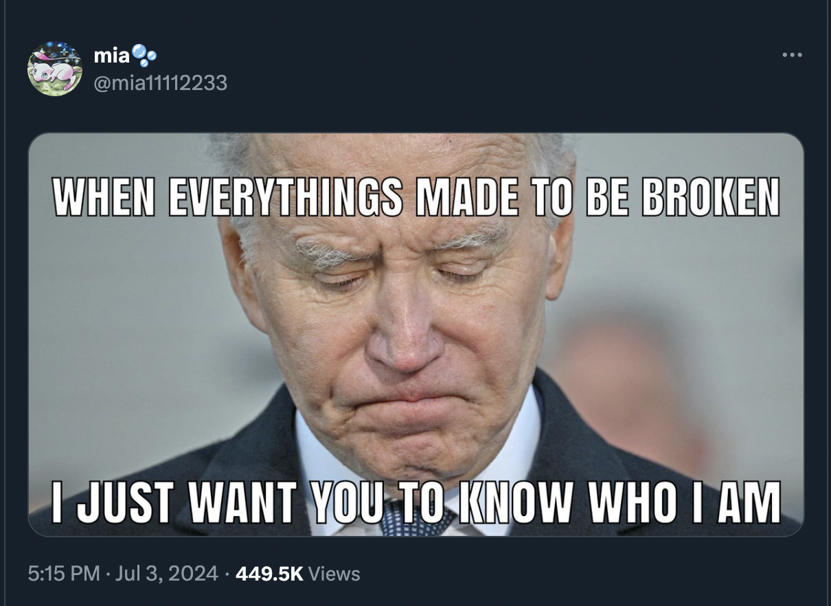 Joe Biden - mia When Everythings Made To Be Broken I Just Want You To Know Who I Am . Views